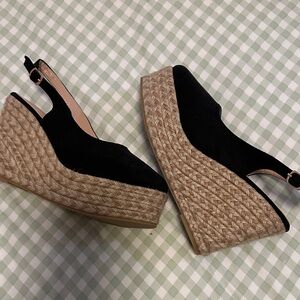 Black Espadrille Wedge Sandals